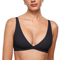 INLYRIC Womens Inbarely Soft Plunge Bralette - Deep V Unlined Triangle No Padding No Underwire Sexy Comfort Sleep Bra Black X-S