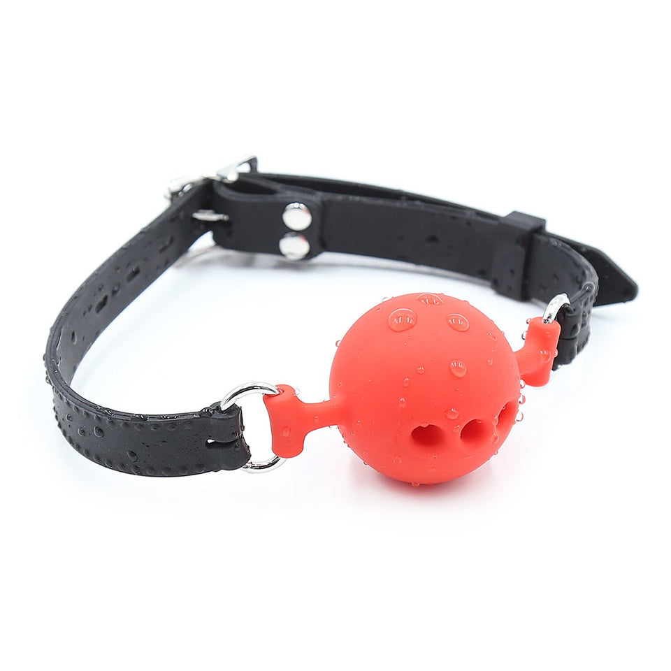 RYOZOCH Silicone Breathable Ball Gag for Adult Bondage Restraints Sex Play (Red+Black, 1.9in Ball)