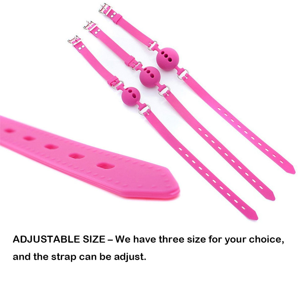 RYOZOCH Silicone Breathable Ball Gag for Adult Bondage Restraints Sex Play (Pink, 1.5in Ball)
