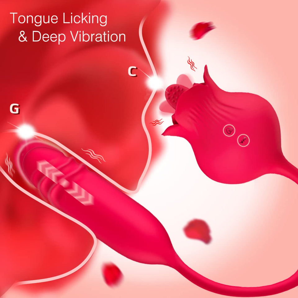 Rose Toy Vibrator for Woman,Clitoral Tongue Vibrator Sex Toys with 10 Speed Modes,G-spot Dildo Rose Nipple Massager Licking Stim