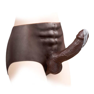 Strap on Dildo Sex Toys - Strap on Harness with 7.3 '' Huge Solid Black Dildo, Elastic Silicone Wearable Dildos Panties Simulati