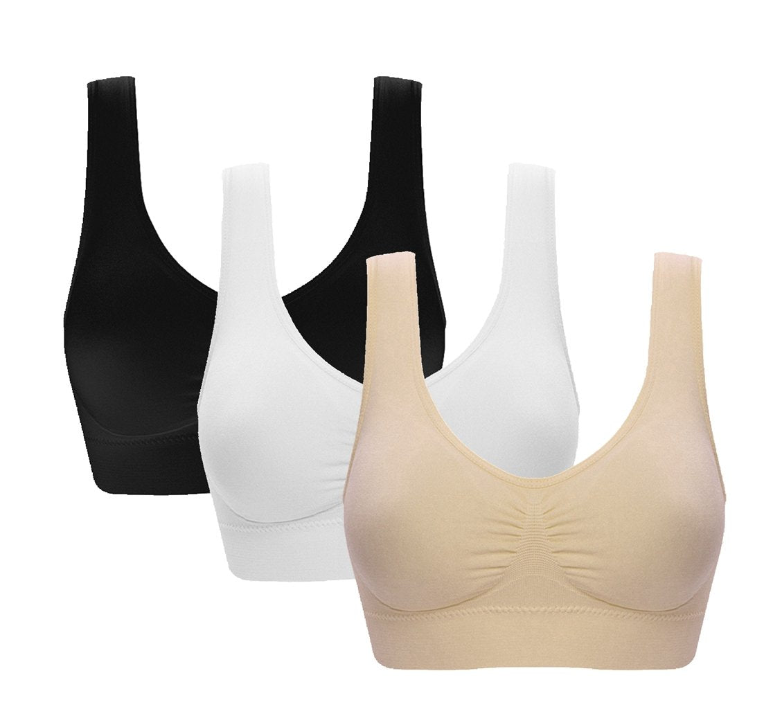 Womens Comfort Workout Sports Bra Low-Impact Activity Sleep Bras Pack of 3 3XL