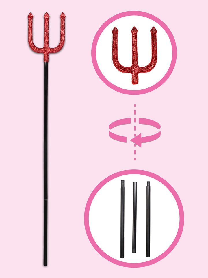 Detachable rhinestone pitch fork.