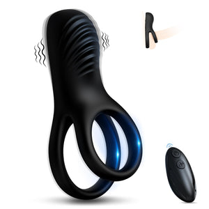 Vibrating Cock Ring with Clitoral Stimulator, Silicone Penis Ring Vibrator with 9 Vibration Modes, Rechargeable Adult Sex Toys &