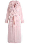 Richie House Long Hooded Robe For Womens Soft Premium Flannel Fleece Bathrobe RHW2823-H-L
