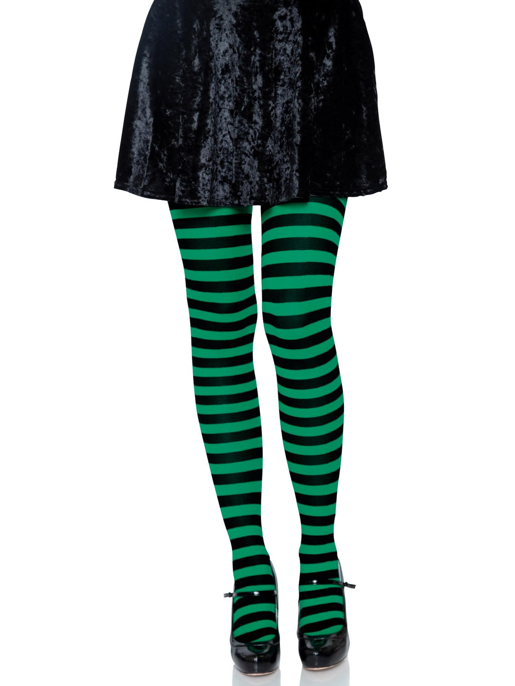 Nylon Stripe Tights O/S Black/