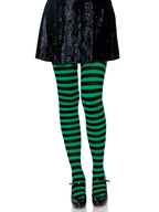Nylon Stripe Tights O/S Black/