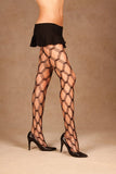 Elegant Moments Womens Seamless Triple Diamond Net Pantyhose, Black, One Size