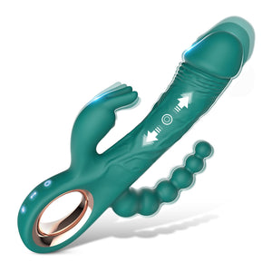 SN79Pro 3 in 1 Thrusting Dildo Rabbit Vibrators - Adult Sex Toys with 10 Vibrating & 5 Thrusting Modes for Women, Anal Bead Desi