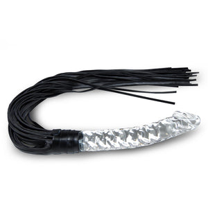Realistic Glass Dildo with Sex Whip Sex Toys SM Leather Crystal Dildo Sex Flogger Transparent Crystal Penis Bondaged Whip for Me