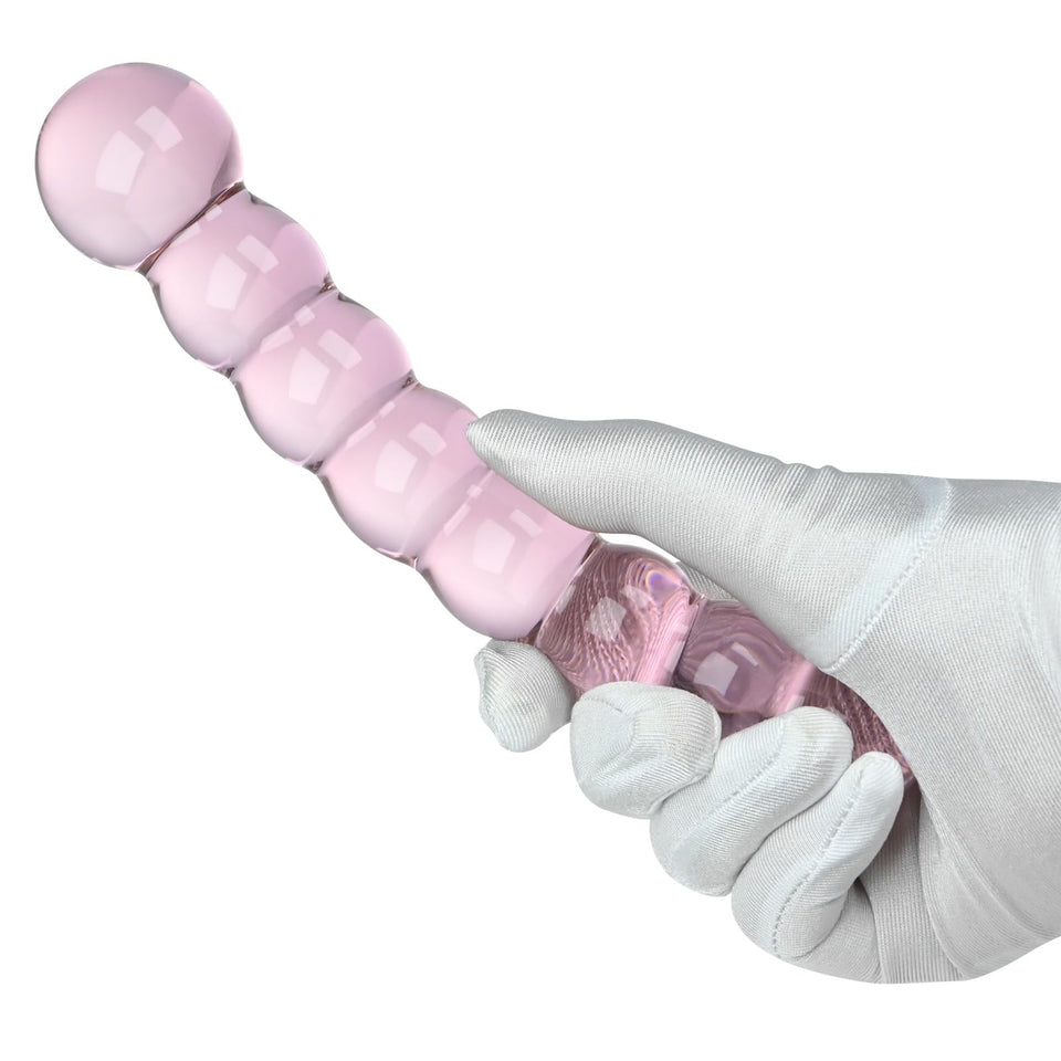Glass Anal Beads Butt Plug Pink Curved Shaped Anal Stretcher Crystal G Spot Dildo Prostate Massager Anus Dilator Vaginal Stimula