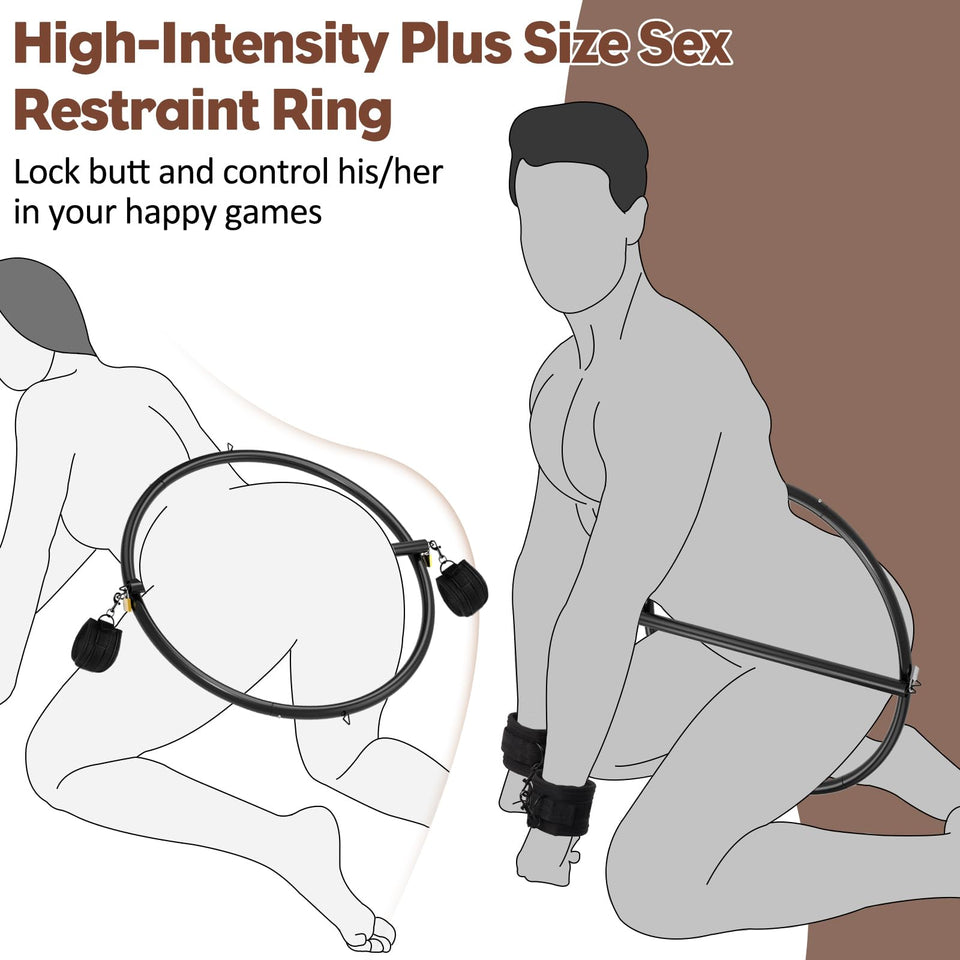 BDSM Hip Restraints Stainless Ring Sex Toys for Couples, Handcuffs Sex Bondage Rings Set Adults Toy with Whips for Mens Womens,