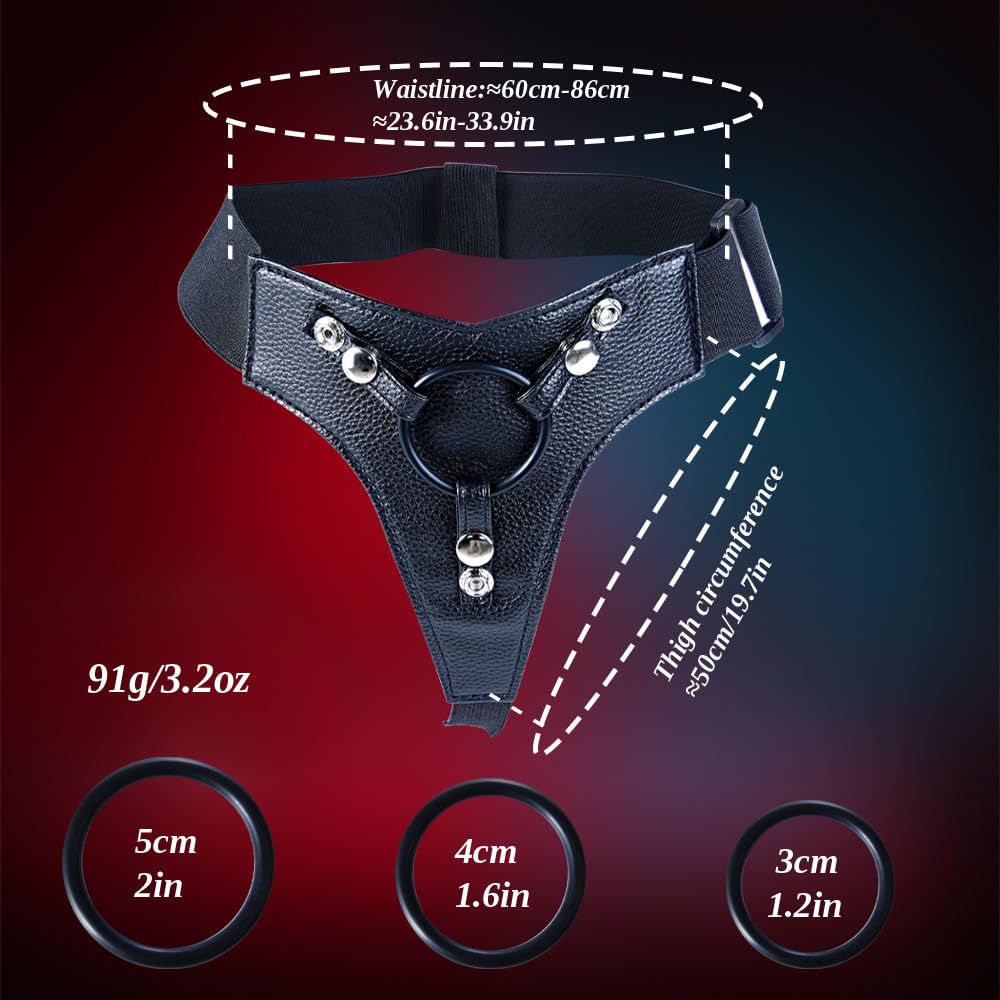 Silicone Realistic Strap on Fantasy Dildo, Wearable Strapon Harness with 3 Pcs Monster Anal Dildo with Suction Cup Lesbian Toy,