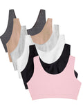 Fruit of The Loom Womens Built Up Tank Style Value Pack Sports Bra, Sand/White/Heather Grey/Black/Blushing Rose/Charcoal, 36 US