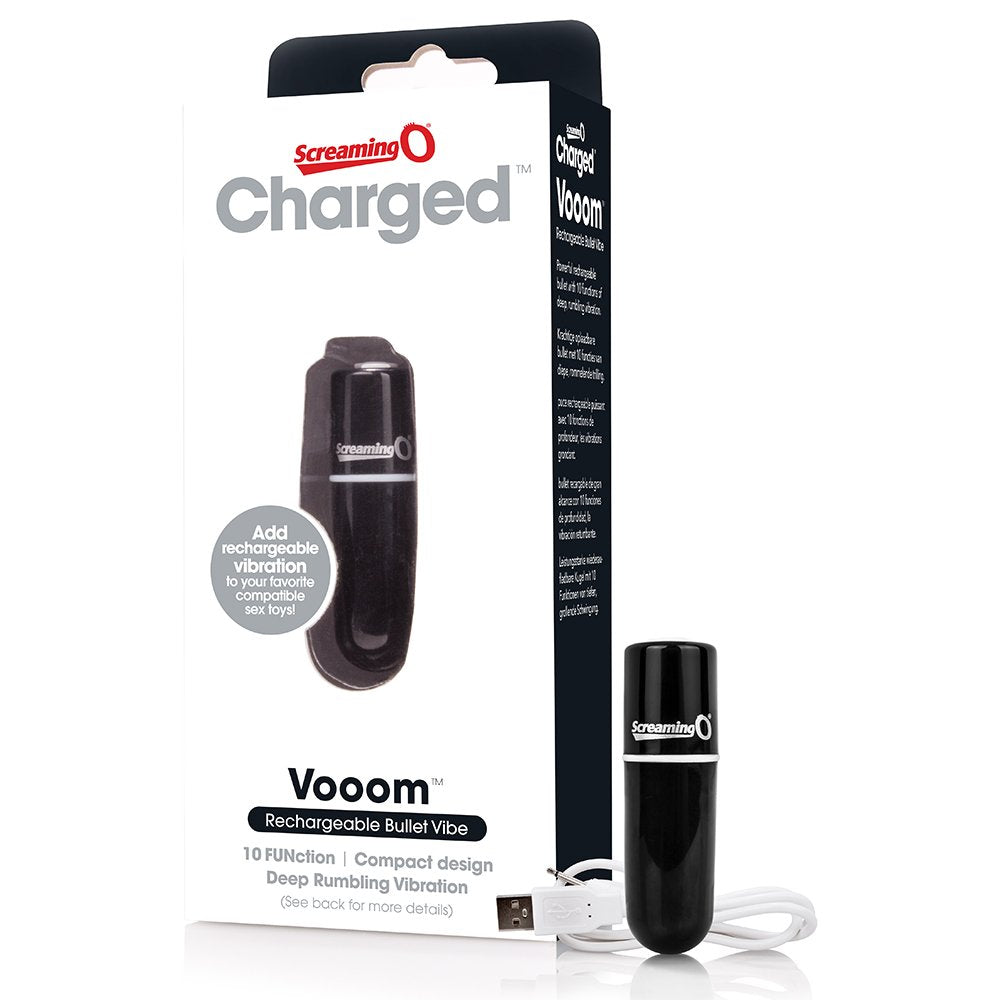 Screaming O Charged Vooom Rechargeable Bullet Vibe, Black