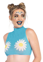 Daisy High Neck Mesh Crop Top