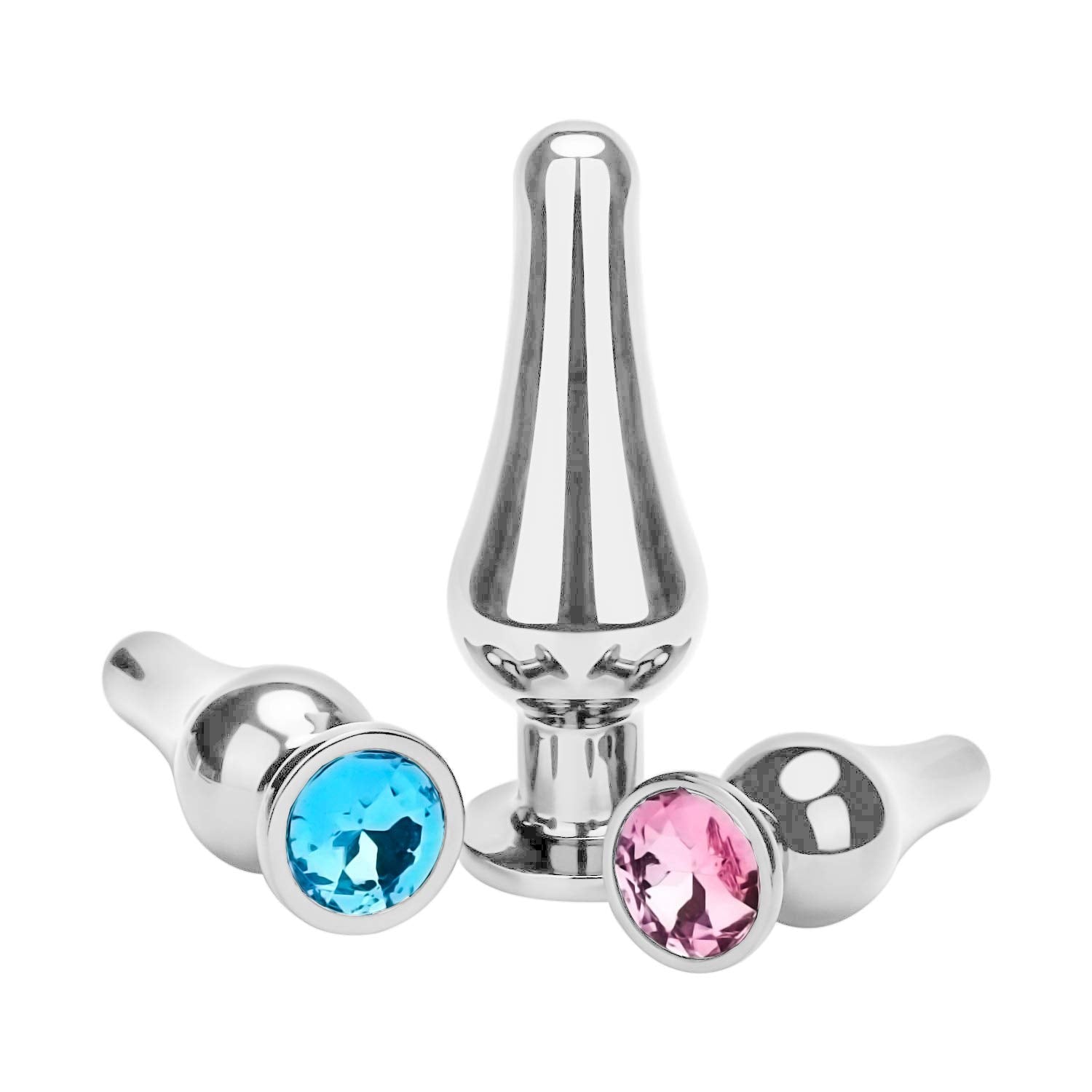 Anal Plug Anal Trainer Kit, Greatlevel Tapered Metal Jeweled Fetish Jewelry Butt Plug Anal Sex Toys Women Men Couples Lover (3PC