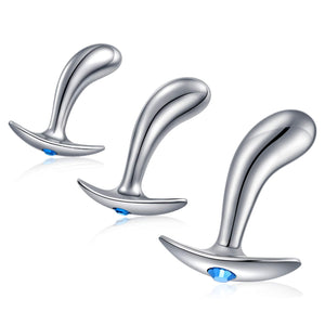 Butt Plug Trainer Kit with Flared Base Metal Anal Plugs Prostate Massage Temperature Stimulation Adult Sex Toys for Men Women