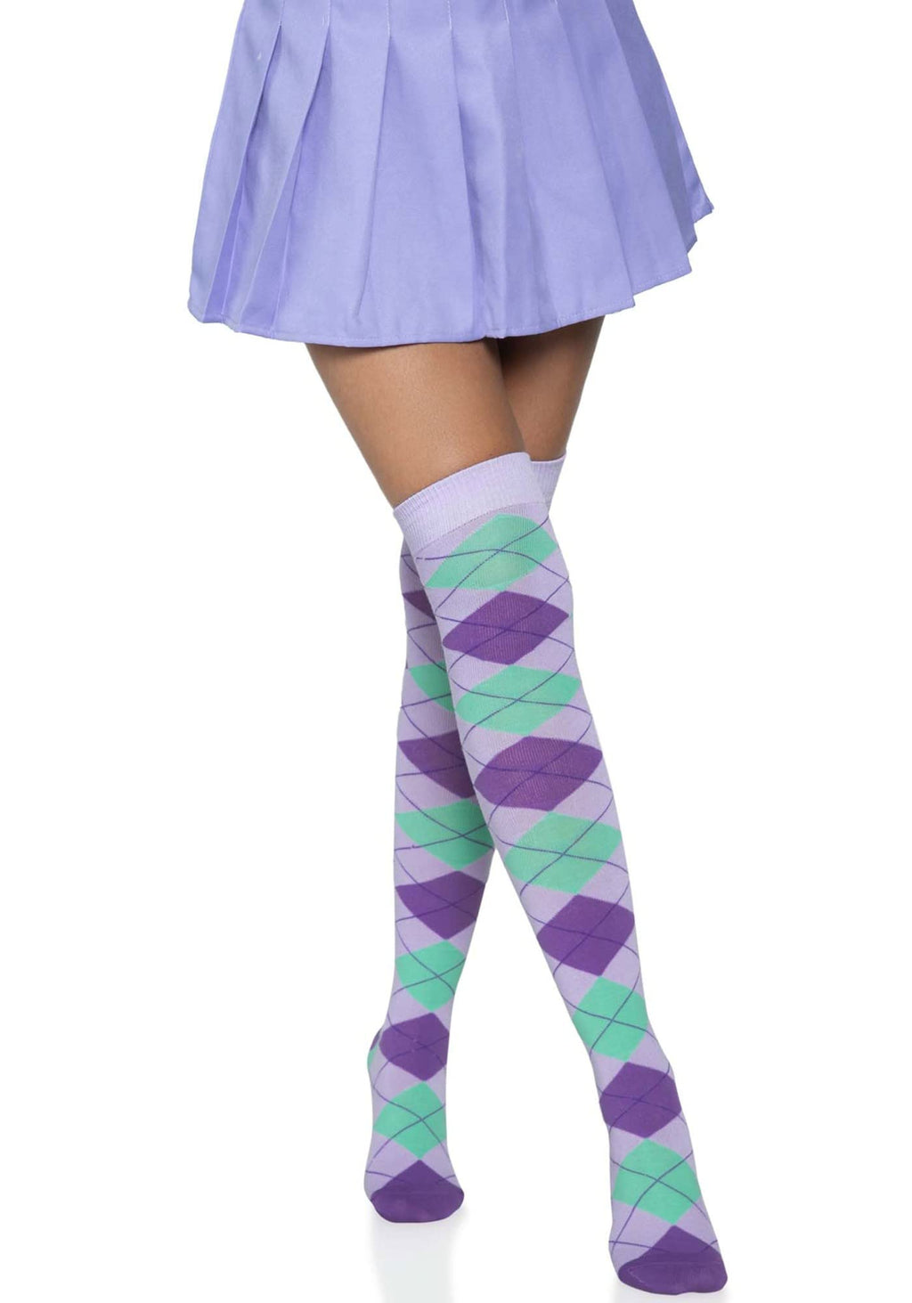 Argyle Knit Over The Knee Sock