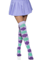 Argyle Knit Over The Knee Sock