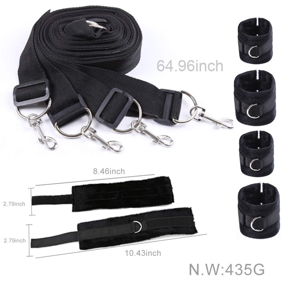 Bed Restraints Kit, Romi Adjustable Fetish Sex Bondage Bedroom BDSM Toy with Hand Cuffs Ankle Cuff for Couple