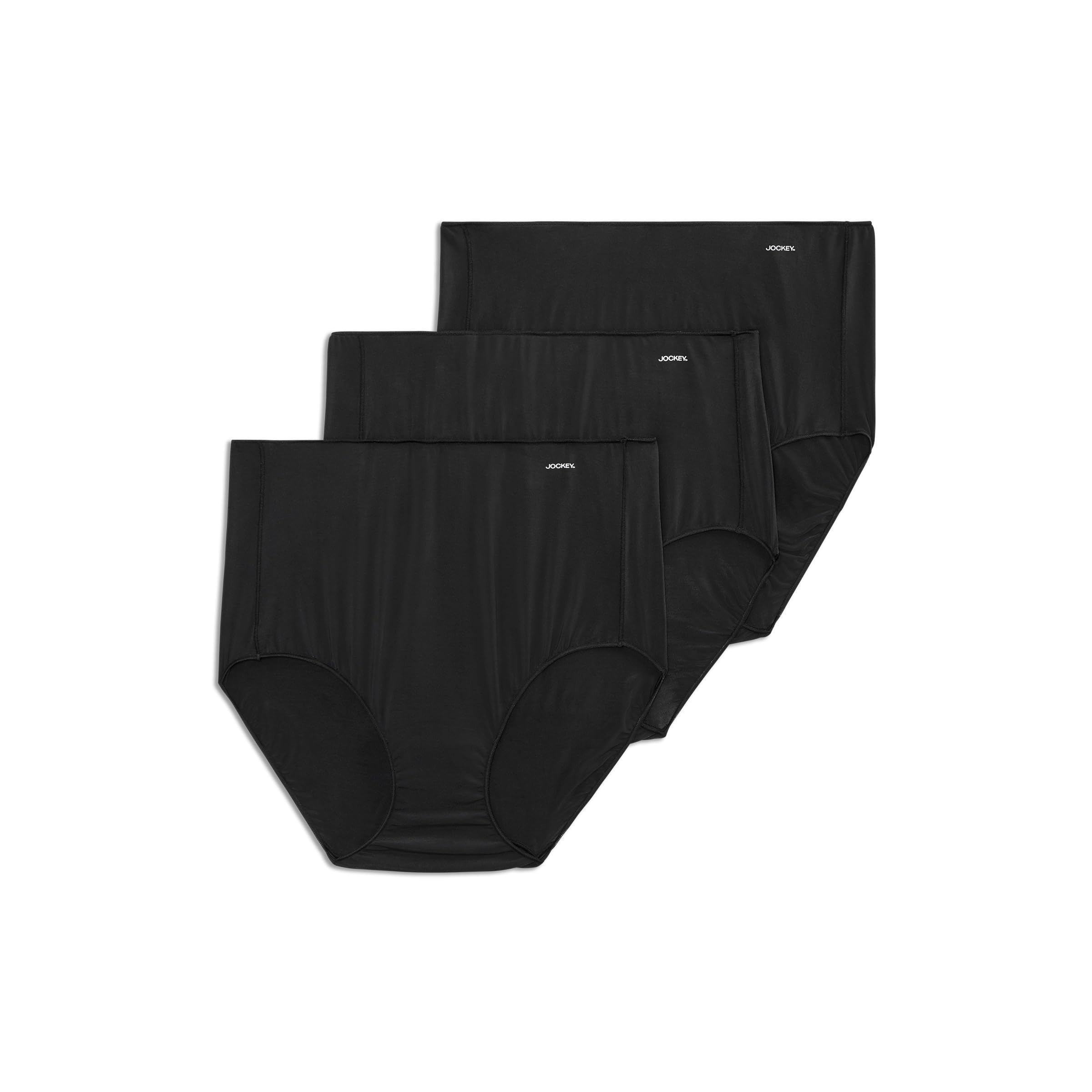 Jockey Womens Underwear No Panty Line Promise Tactel Brief - 3 Pack, Black, 8