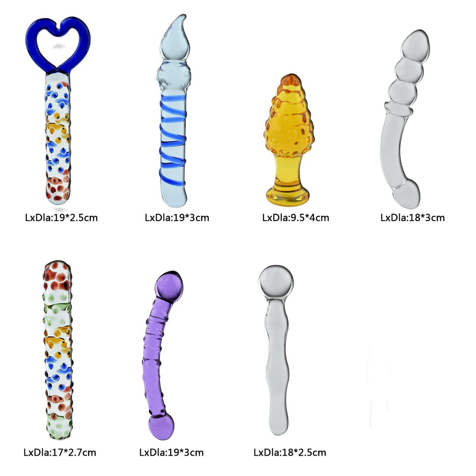 Rbenxia 7 Types Set Crystal Glass Anal Plug New Top Unique Design Sex Toy Adult Products Crystal Glass SM G-spot Pleasure Anal B