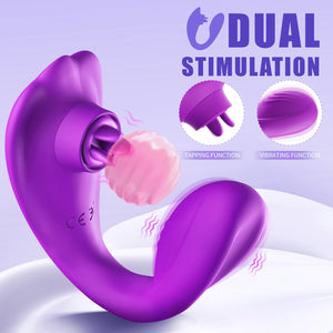 Remote Clitoral G-Spot Vibrator,Couples Vibrator with 10 Tongue Licking and 10 Vibration Modes Female Stimulator,Vibrating Sex T