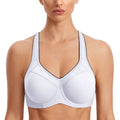 SYROKAN Womens Full Support High Impact Racerback Lightly Lined Underwire Sports Bra White 42D
