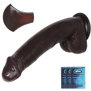 Huge Dildo,10.5 Inch Realistic Movable Foreskin Black Dildos,Long Thick Penis Dildo Adult Sex Toys for Women,Double Liquid Silic