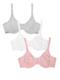 Fruit of the Loom Womens Unlined Underwire Bra-Cotton & Spandex Blend for Natural Shape and Flexibility, Bittersweet Pink/WHT/G