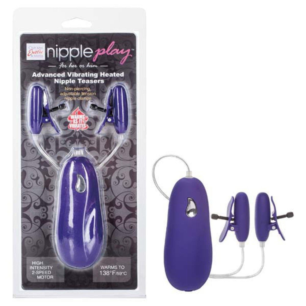 California Exotic Novelties Nipple Play Advanced Vibrating Heated Nipple Teasers, Purple