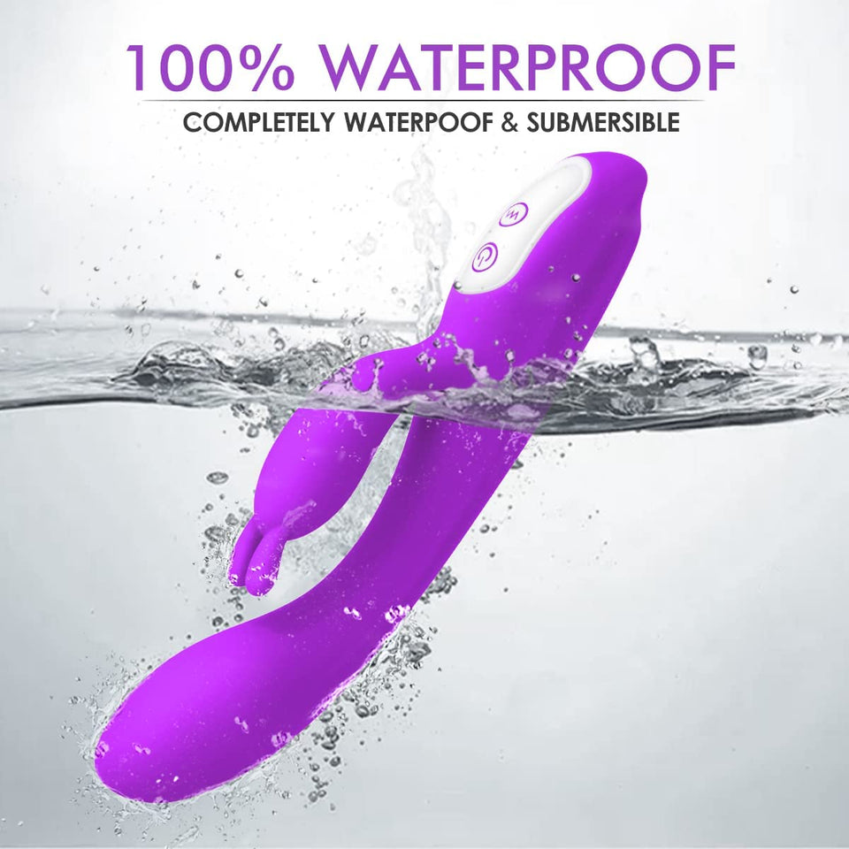 G Spot Rabbit Vibrator with Heating Function and Bunny Ears for Clitoris G-spot Stimulation,Waterproof Dildo with 9 Powerful Vib
