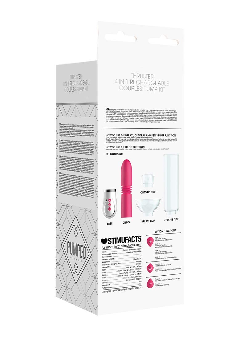 Pumped By Shots America - Thruster - 4 In 1 Rechargeable Couples Pump Kit - Pink