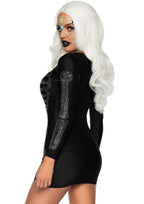 Spandex Rhinestone Skeleton Dr - Large / Black