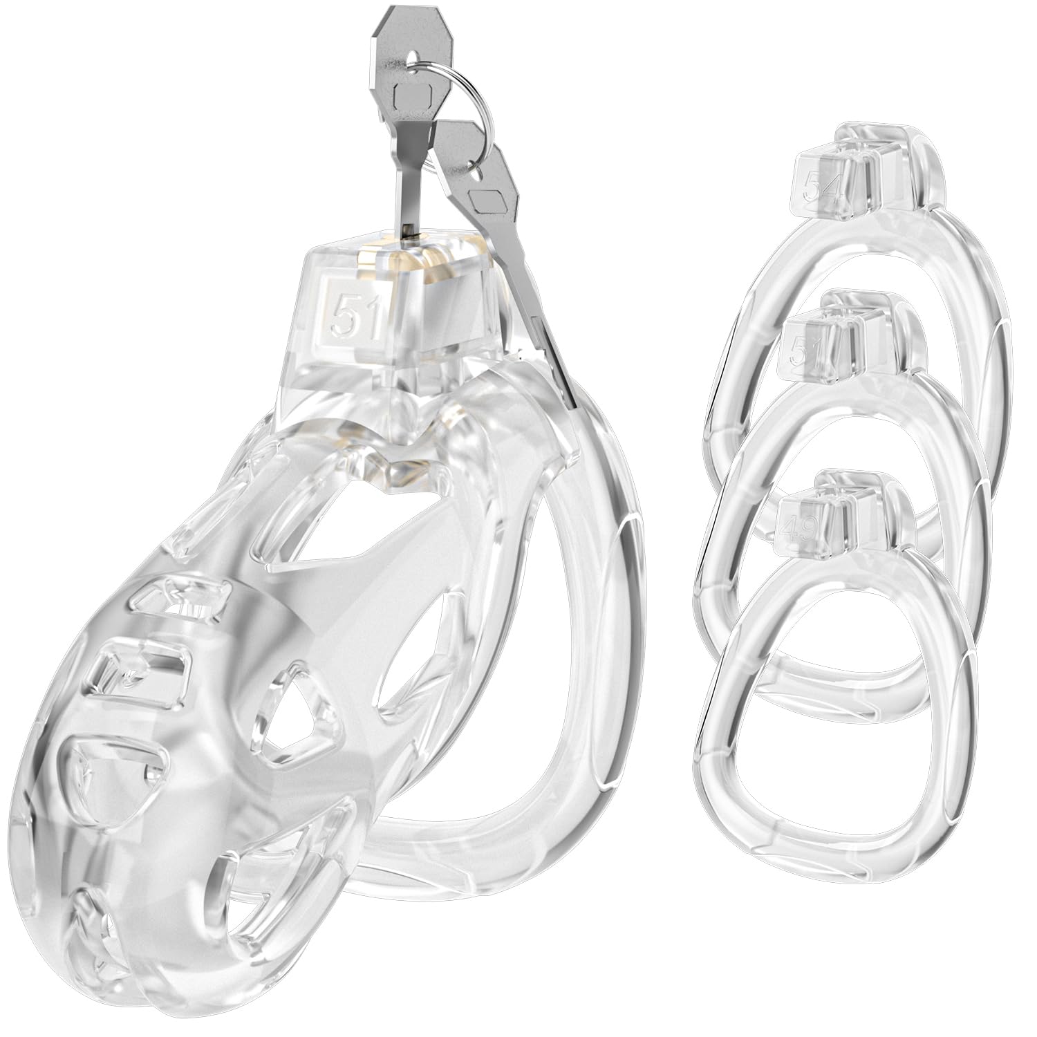 Yivans Male Chastity Device Cock Cage, Lightweight Chastity Cage Body-Safe Penis Cage for Men with 3 Different Sizes Ring & Invi