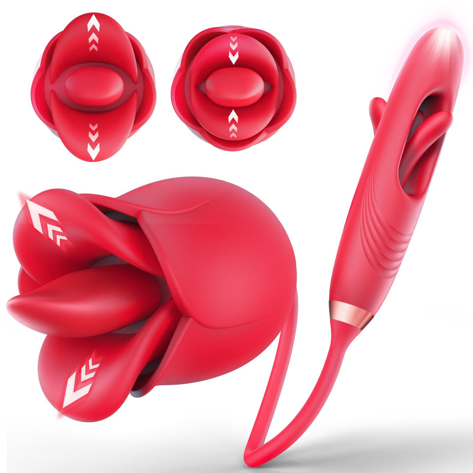 G Spot Vibrator Rose Sex Toys - Bszone 4IN1 Dildo Vibrators for Women with 10 Vibrating & Flapping Adult Sex Toy Clitoral Stimul