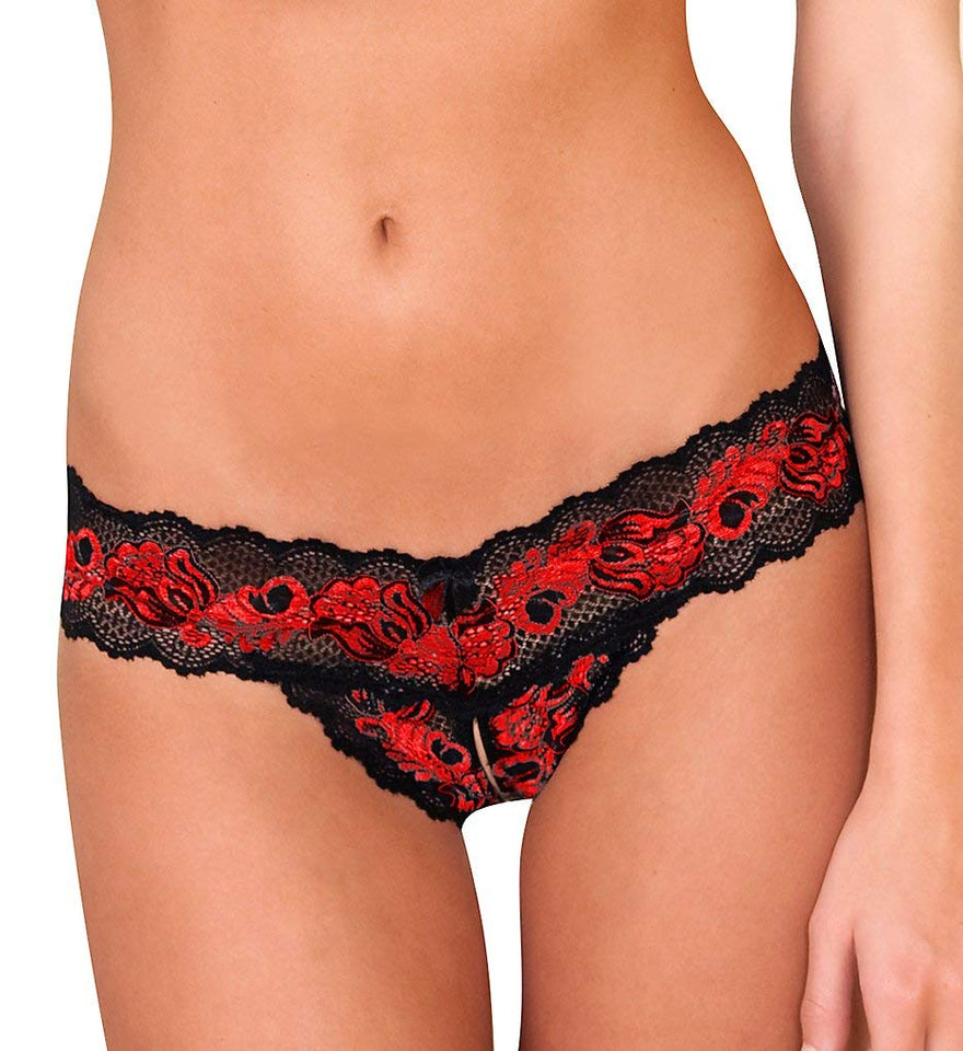 Crotchless Thong Red 1X/2X