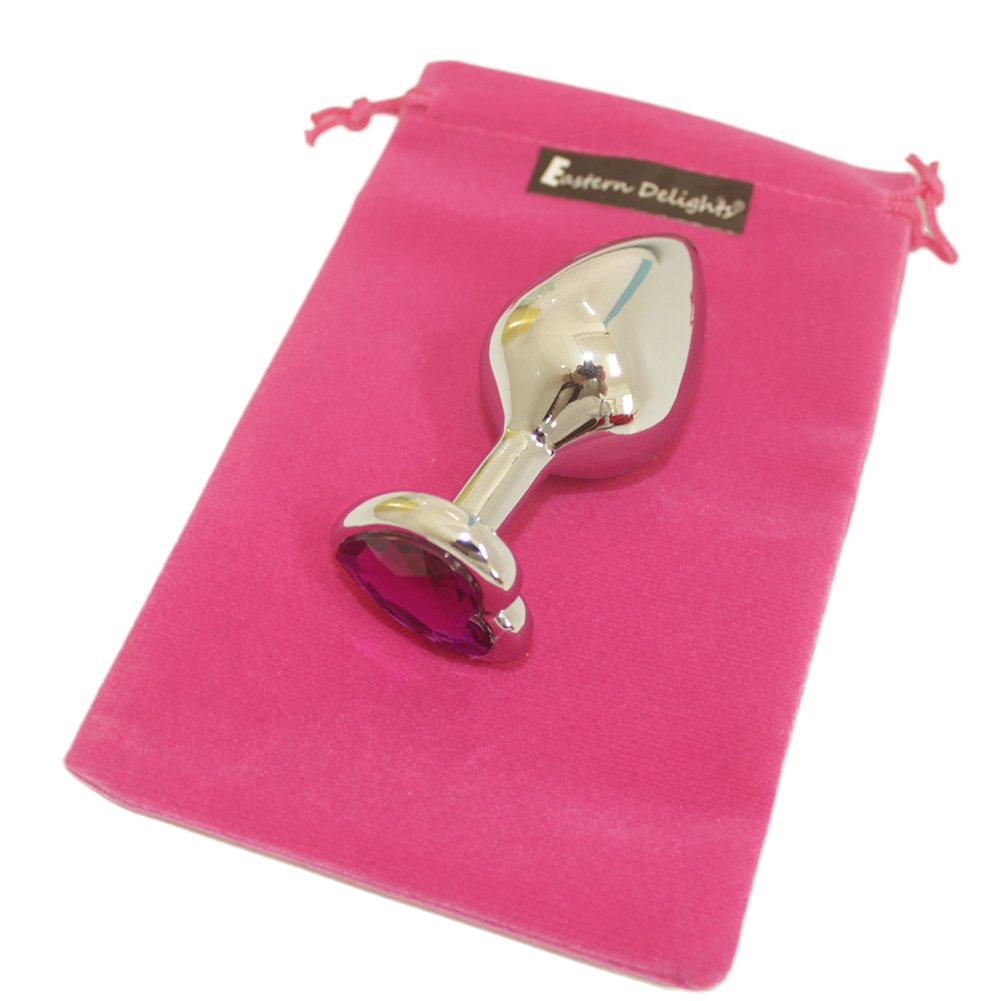 Eastern Delights 3 Pcs Metal Heart Jeweled Anal Butt Plugs Anal Trainer Kit, Anal Sex Toys For Beginners