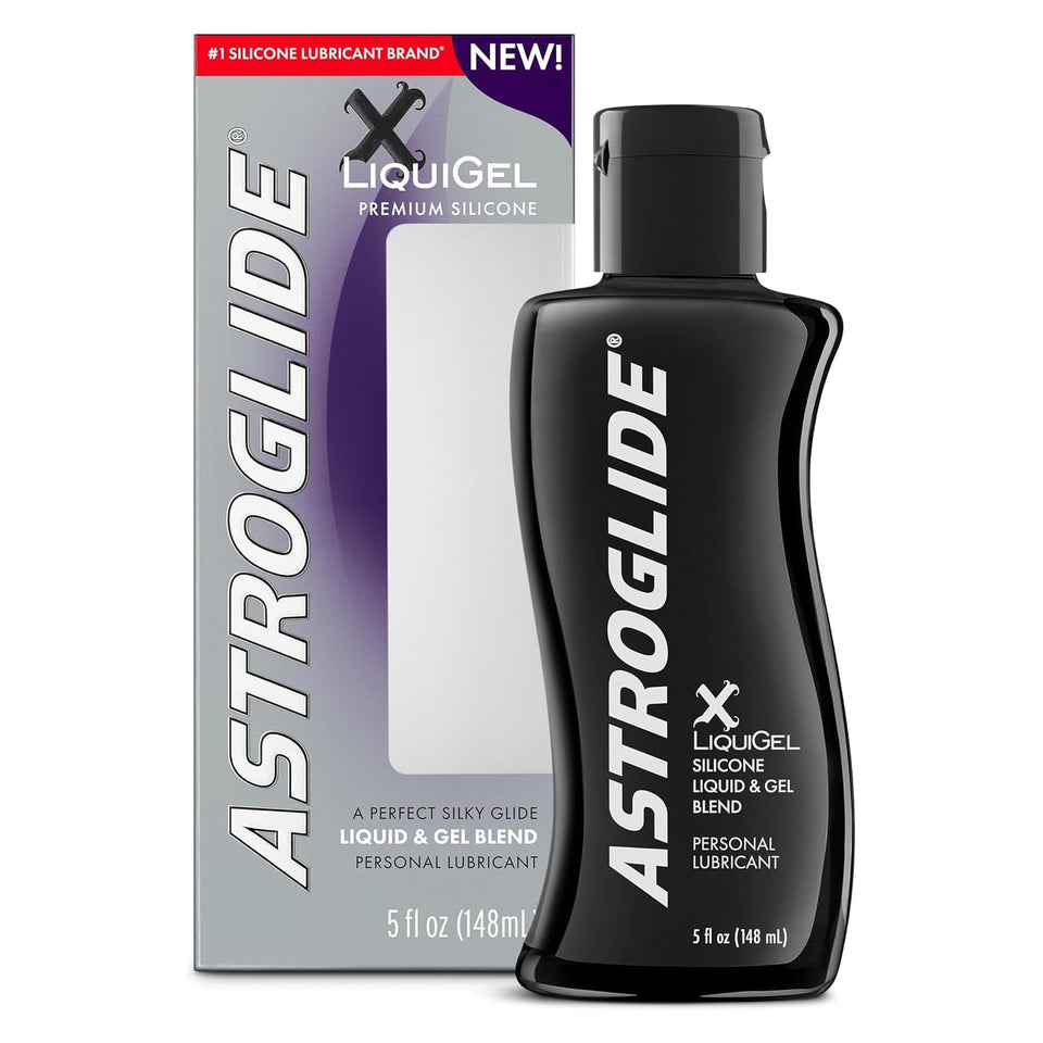 Astroglide Silicone Lube (5oz), X LiquiGel Hybrid Personal Lubricant for Vaginal and Anal Sex, Silky & Lightweight for Men, Wome
