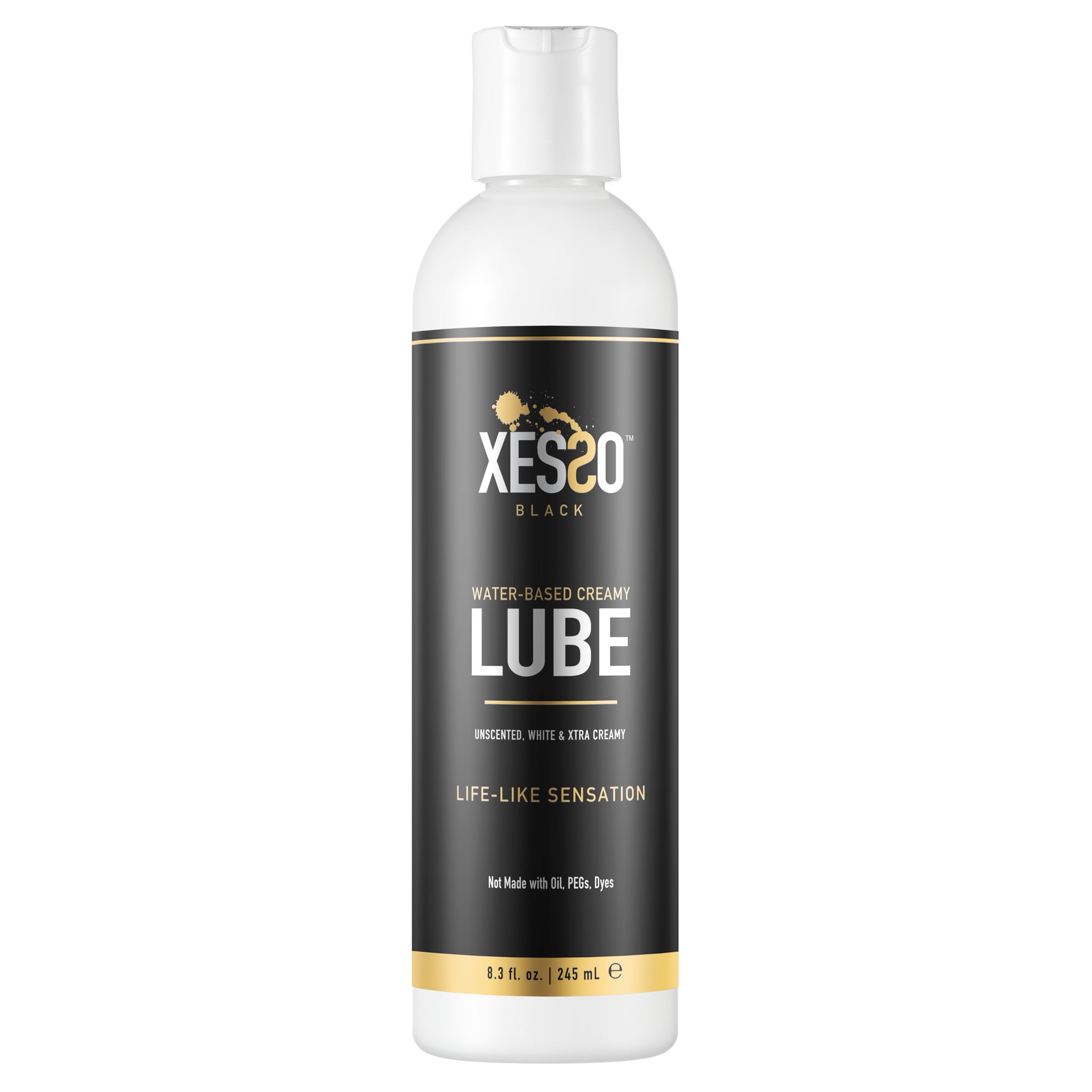 XESSO Water-Based Creamy Lube, Unscented 8.3 Fl Oz, Thick White Gel-Like Slippery Glide, Hypoallergenic for Women, Men & Couples