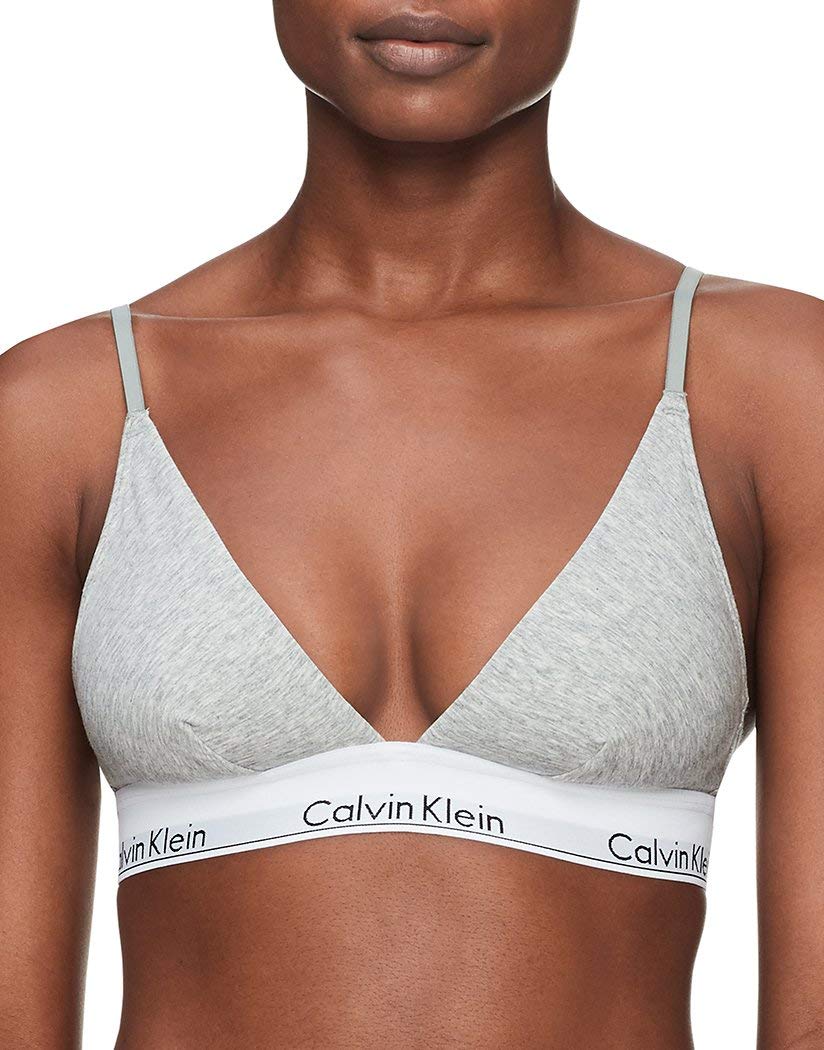 Calvin Klein Womens Modern Cotton Triangle Bra Bra, Grey Heather, XS
