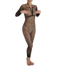 Rene Rofe Womens Sexy choker Harness Open crotch Fishnet Bodystocking Lingerie SmallMedium Black