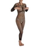 Rene Rofe Womens Sexy choker Harness Open crotch Fishnet Bodystocking Lingerie SmallMedium Black