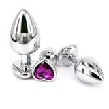 Eastern Delights 3 Pcs Metal Heart Jeweled Anal Butt Plugs Anal Trainer Kit, Anal Sex Toys For Beginners