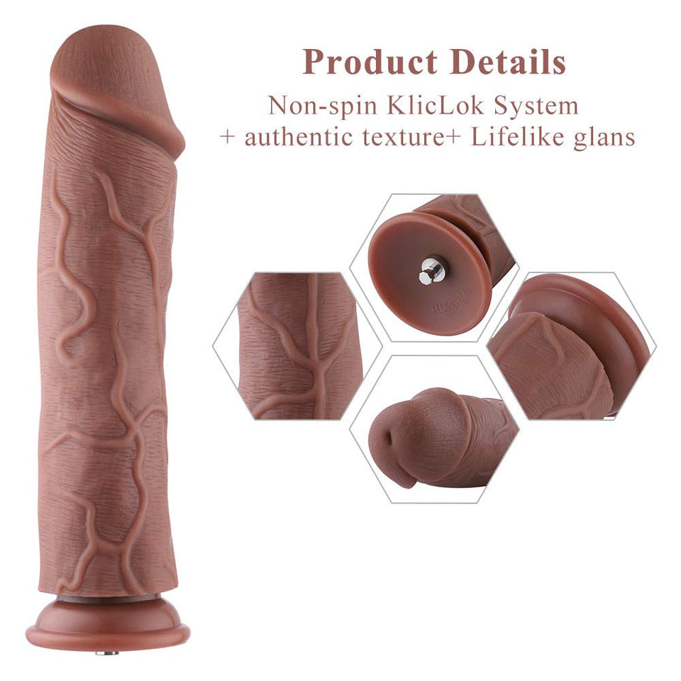 Hismith 11.1 '' Slightly Curved Silicone Dildo with KlicLok System for Hismith Premium Sex Machine, 10.23 '' Insert-able Length,