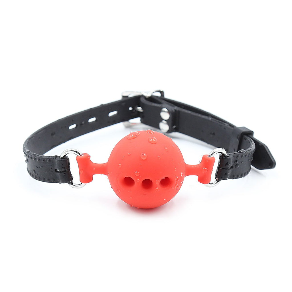 RYOZOCH Silicone Breathable Ball Gag for Adult Bondage Restraints Sex Play (Red+Black, 1.7in Ball)