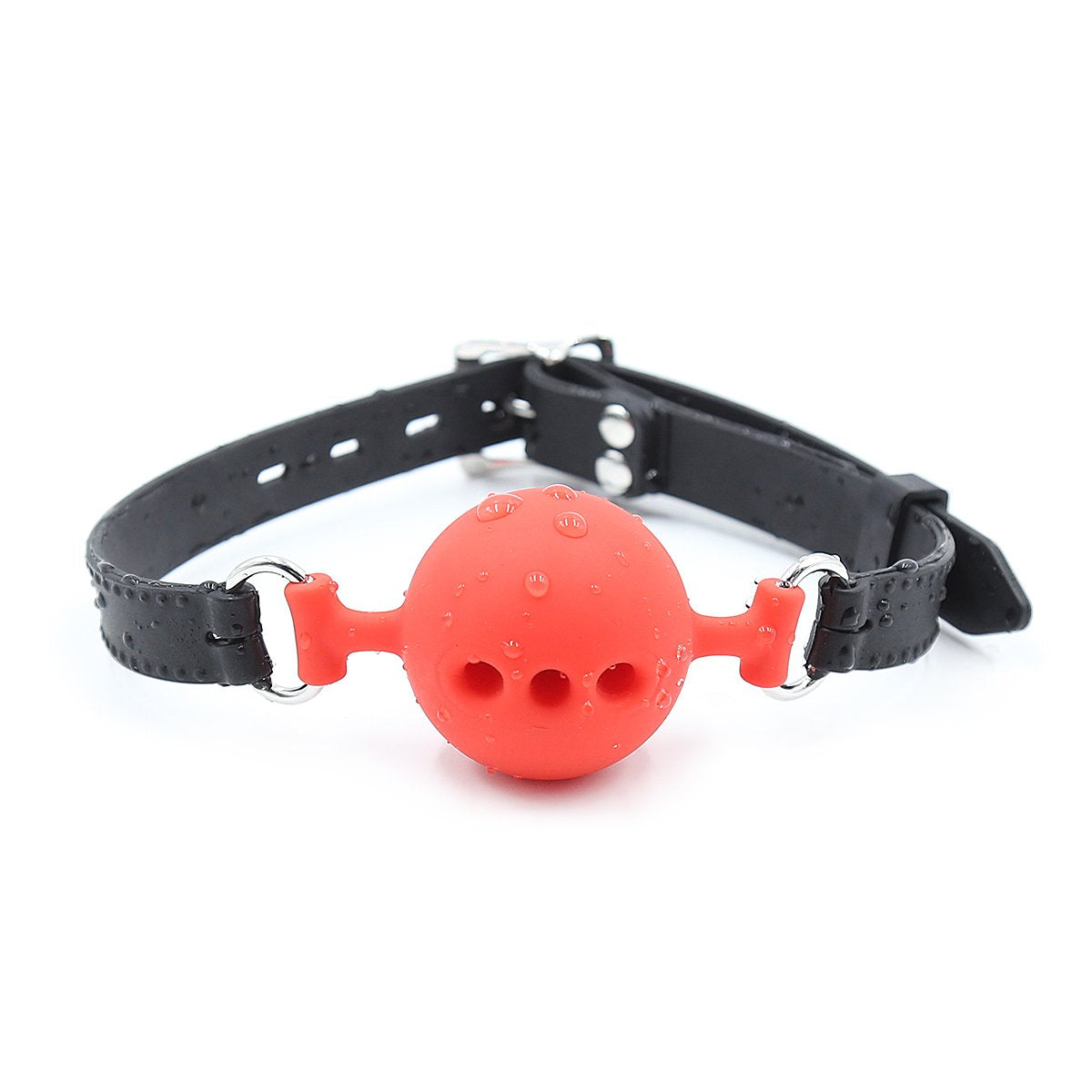 RYOZOCH Silicone Breathable Ball Gag for Adult Bondage Restraints Sex Play (Red+Black, 1.7in Ball)