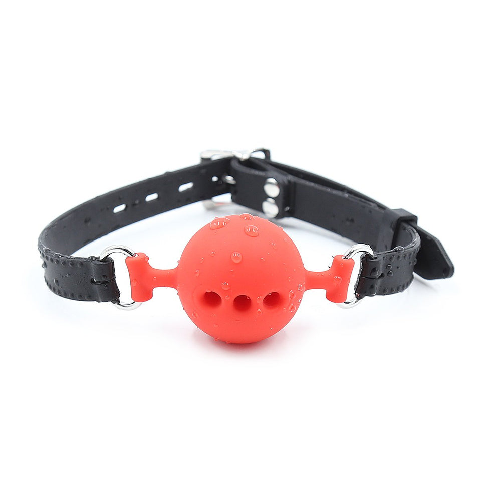 RYOZOCH Silicone Breathable Ball Gag for Adult Bondage Restraints Sex Play (Red+Black, 1.9in Ball)