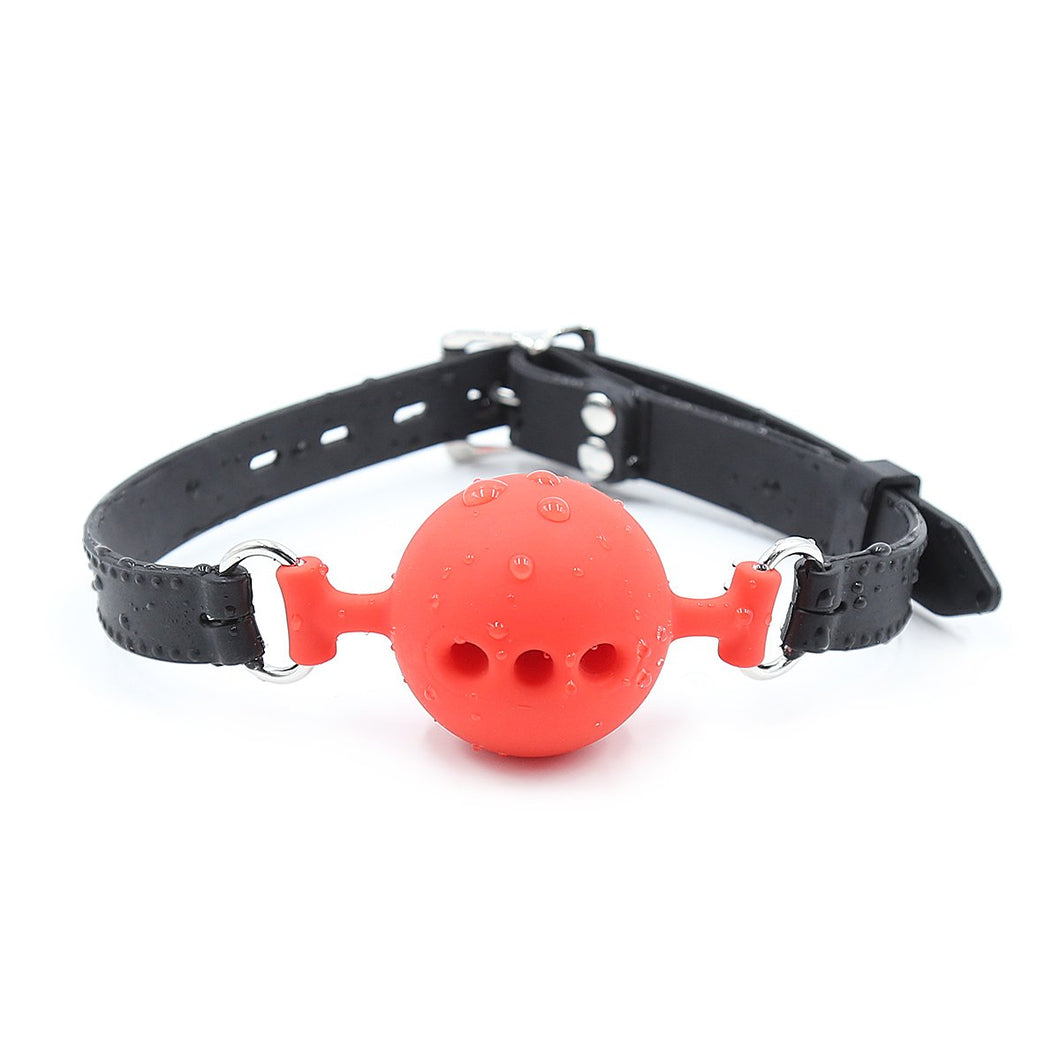 RYOZOCH Silicone Breathable Ball Gag for Adult Bondage Restraints Sex Play (Red+Black, 1.9in Ball)
